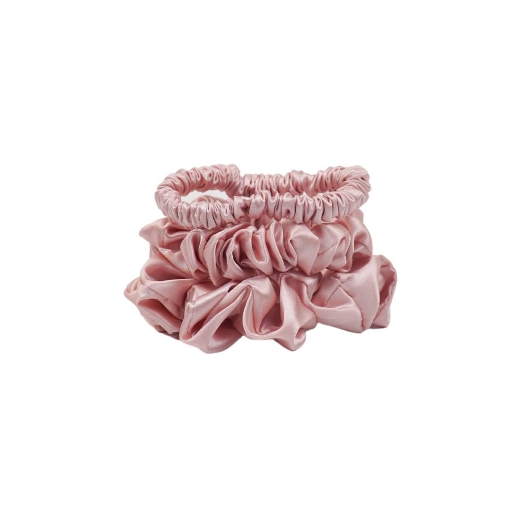 19 Momme Silk Scrunchies Mixed Size Set of 3