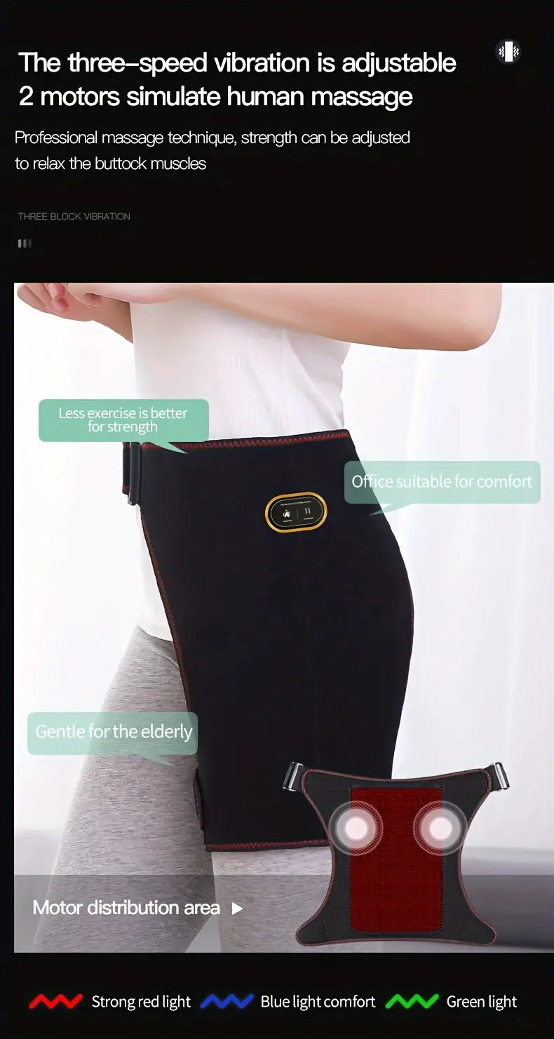 1pc USB Heated Hip Support Brace with Vibrating Massage and Adjustable Strap-3