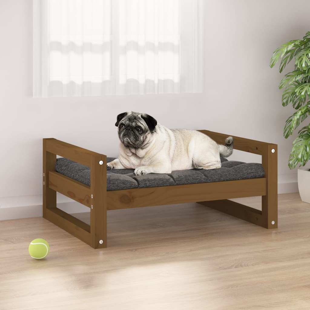 NNEVL Dog Bed Honey Brown 65.5x50.5x28 cm Solid Pine Wood-0