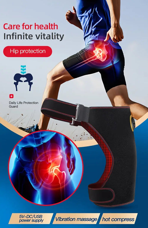 1pc USB Heated Hip Support Brace with Vibrating Massage and Adjustable Strap-1