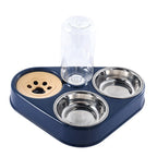 500ML Dog Bowl Cat Feeder Bowl With Dog Water Bottle Automatic Drinking Pet Bowl Cat Food Bowl Pet Stainless Steel Double 3 Bowl