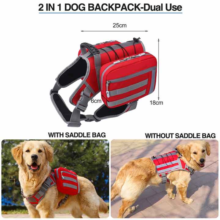 NNEDSZ Black Dog Tactical Backpack Harness - Adjustable Outdoor Camouflage Saddle Bag for Dogs-2