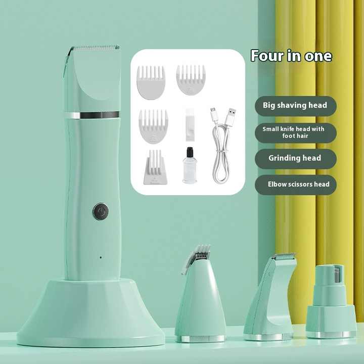 NNEDSZ Light Green 4-in-1 Pet Grooming Electric Clippers - Professional Rechargeable Trimmer for Dogs & Cats, Paw, Fur, Nail, and Ear Care | Compact Design,-0