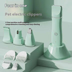 NNEDSZ Light Green 4-in-1 Pet Grooming Electric Clippers - Professional Rechargeable Trimmer for Dogs & Cats, Paw, Fur, Nail, and Ear Care | Compact Design,-1