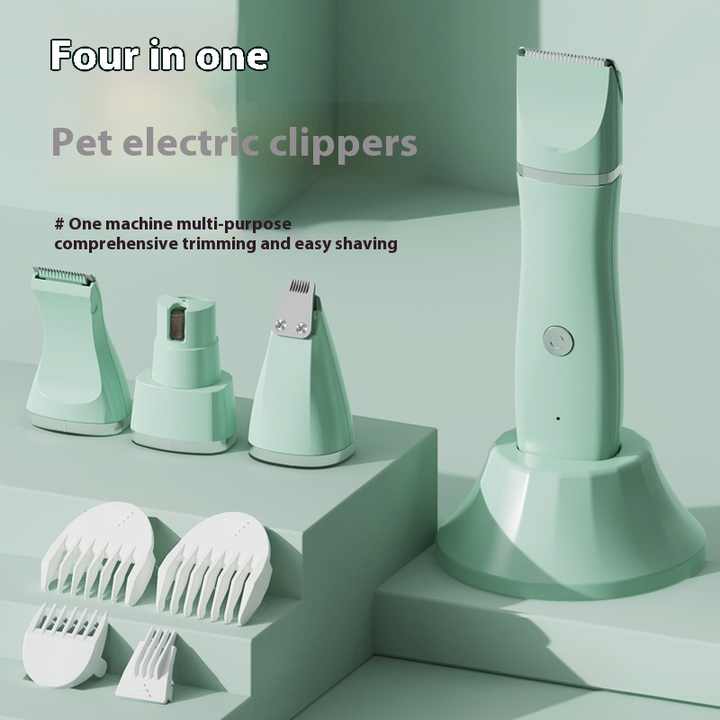 NNEDSZ Light Green 4-in-1 Pet Grooming Electric Clippers - Professional Rechargeable Trimmer for Dogs & Cats, Paw, Fur, Nail, and Ear Care | Compact Design,-1
