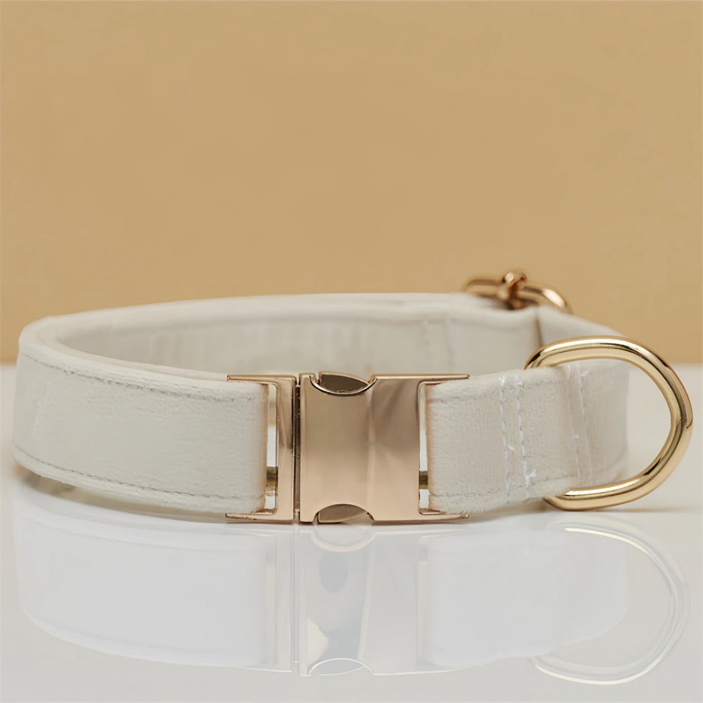 NNEDSZ Beige Durable Dog Collar with Metal Buckle - Adjustable Nylon Pet Collar for Small to Large Dogs Size XS-1