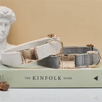 NNEDSZ Beige Durable Dog Collar with Metal Buckle - Adjustable Nylon Pet Collar for Small to Large Dogs Size XS-2