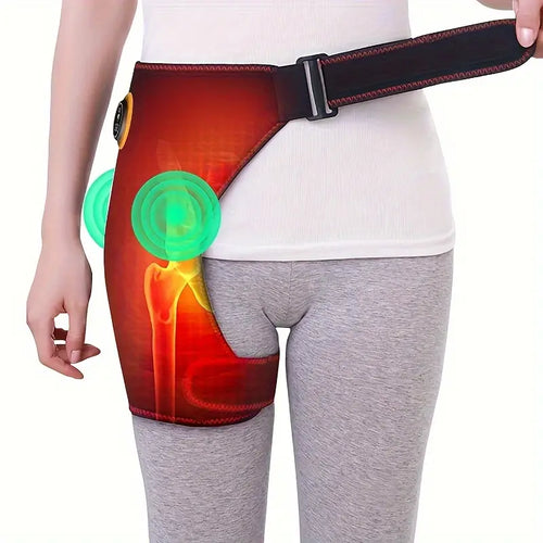 1pc USB Heated Hip Support Brace with Vibrating Massage and Adjustable Strap-0