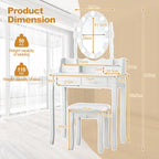 NNECW Makeup Dressing Table with Lighted Mirror for Women-4