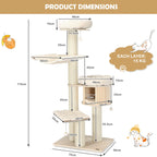 NNECW 4-Layer Solid Wood Cat Tree for Kitten & Adult Cat-3
