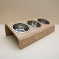 Wooden Elevated Cat and Dog Bowl Stand with 3 Bowls-5