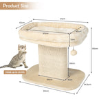 NNECW Modern Cat Tree Tower for Kittens with Large Plush Perch for Indoor Beige-3