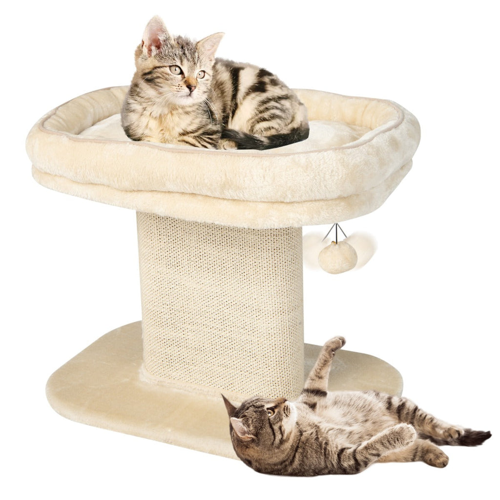 NNECW Modern Cat Tree Tower for Kittens with Large Plush Perch for Indoor Beige-1