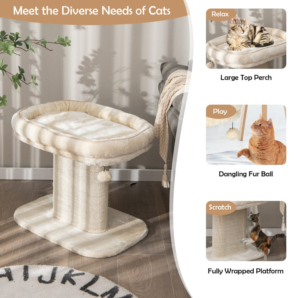 NNECW Modern Cat Tree Tower for Kittens with Large Plush Perch for Indoor Beige-4