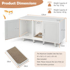 NNECW Cat Litter Box Enclosure TV Stand with Scratching Board for 2 Cats-3